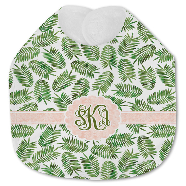 Custom Tropical Leaves Jersey Knit Baby Bib w/ Monogram
