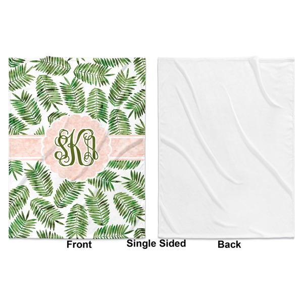 Tropical Leaves Baby Blanket (Single Sided - Printed Front, White Back)