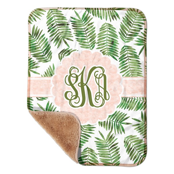 Custom Tropical Leaves Sherpa Baby Blanket - 30" x 40" w/ Monograms