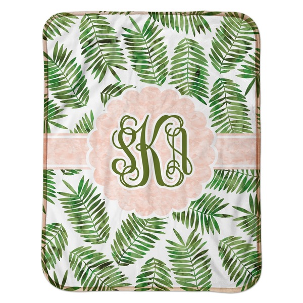Tropical Leaves Baby Sherpa Blanket - Flat