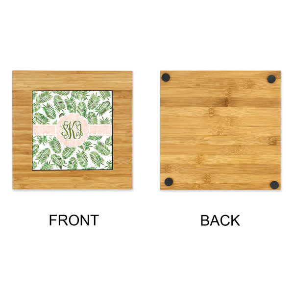 Tropical Leaves Bamboo Trivet with 6" Tile - APPROVAL
