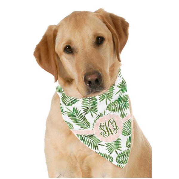 Custom Tropical Leaves Dog Bandana Scarf w/ Monogram