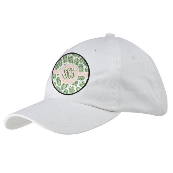 Custom Tropical Leaves Baseball Cap - White (Personalized)