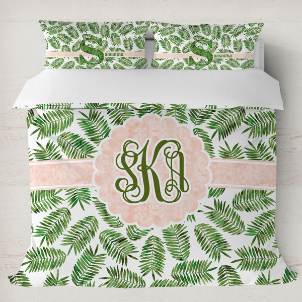 Custom Tropical Leaves Duvet Cover Set - King (Personalized)