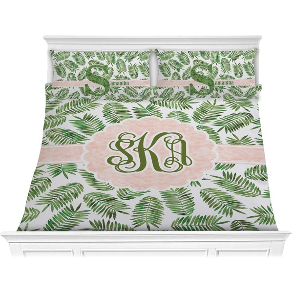 Custom Tropical Leaves Comforter Set - King (Personalized)