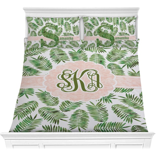 Custom Tropical Leaves Comforter Set - Full / Queen (Personalized)