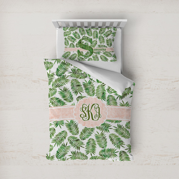 Custom Tropical Leaves Duvet Cover Set - Twin (Personalized)