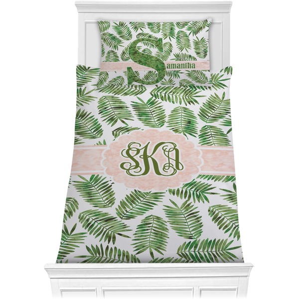 Custom Tropical Leaves Comforter Set - Twin XL (Personalized)