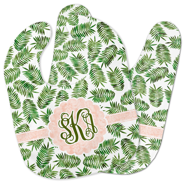 Custom Tropical Leaves Baby Bib w/ Monogram