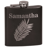 Tropical Leaves Black Flask Set (Personalized)