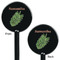 Tropical Leaves Black Plastic 5.5" Stir Stick - Double Sided - Round - Front & Back