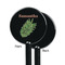 Tropical Leaves Black Plastic 5.5" Stir Stick - Single Sided - Round - Front & Back