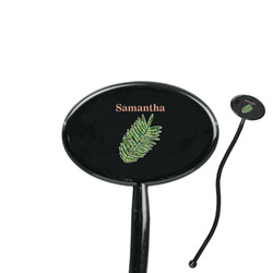 Tropical Leaves 7" Oval Plastic Stir Sticks - Black - Single Sided (Personalized)