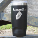 Tropical Leaves 20 oz Stainless Steel Tumbler - Black - Single Sided (Personalized)