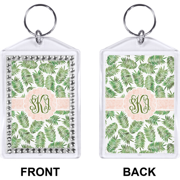 Tropical Leaves Bling Keychain (Front + Back)