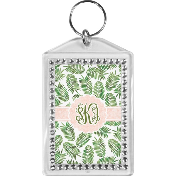 Custom Tropical Leaves Bling Keychain (Personalized)