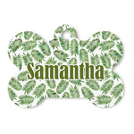 Tropical Leaves Bone Shaped Dog ID Tag - Large (Personalized)