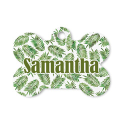 Tropical Leaves Bone Shaped Dog ID Tag - Small (Personalized)
