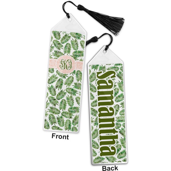 Tropical Leaves Bookmark with tassel - Front and Back