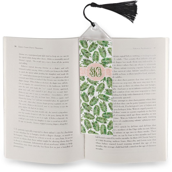 Tropical Leaves Bookmark with tassel - In book