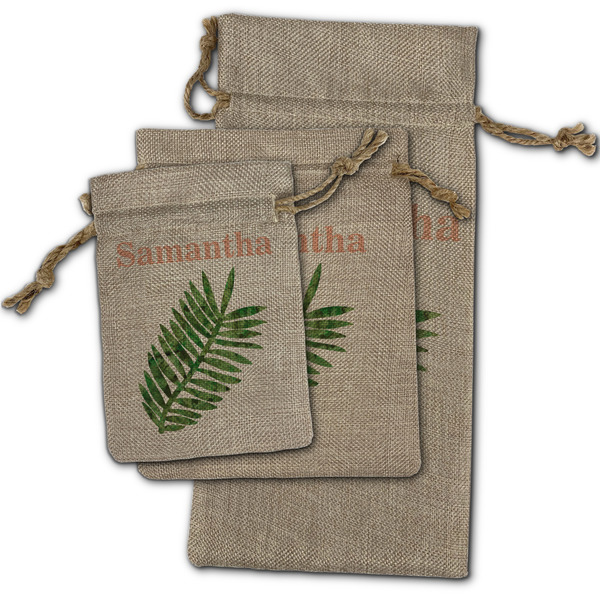 Tropical Leaves Burlap Gift Bags - (PARENT MAIN) All Three
