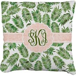 Tropical Leaves Faux-Linen Throw Pillow 18" (Personalized)