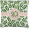 Tropical Leaves Faux-Linen Throw Pillow 18" (Personalized)