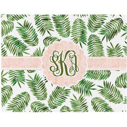 Tropical Leaves Woven Fabric Placemat - Twill w/ Monogram