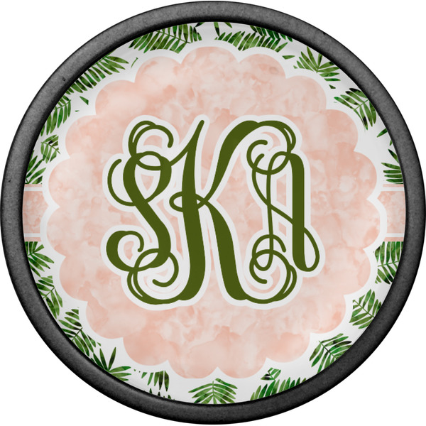 Tropical Leaves Cabinet Knob - Black - Front