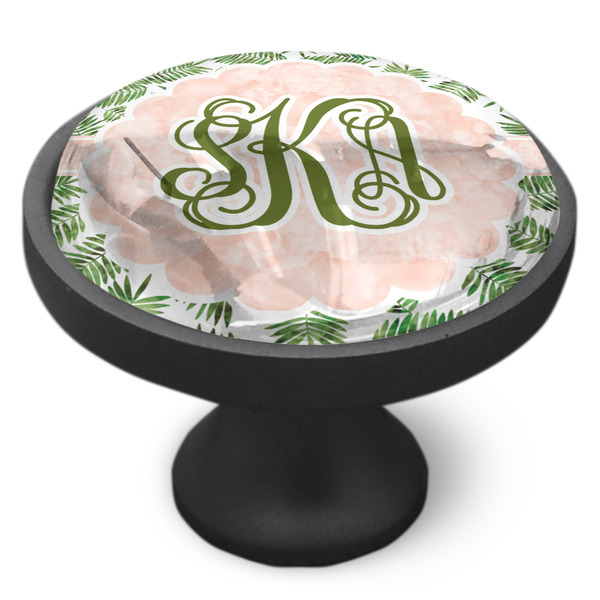 Tropical Leaves Cabinet Knob - Black - Side