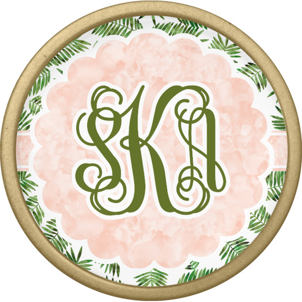 Tropical Leaves Cabinet Knob - Gold - Front