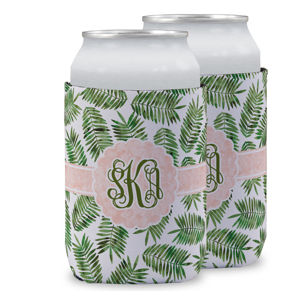 Custom Tropical Leaves Can Cooler (12 oz) w/ Monogram