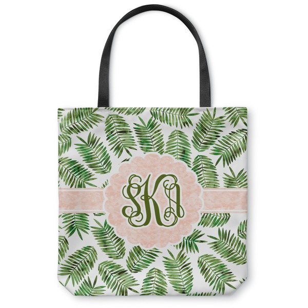 Custom Tropical Leaves Canvas Tote Bag - Large - 18"x18" (Personalized)