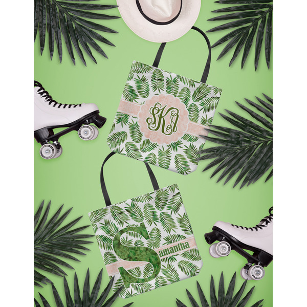 Tropical Leaves Canvas Tote Lifestyle Front and Back
