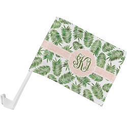 Tropical Leaves Car Flag - Small w/ Monogram