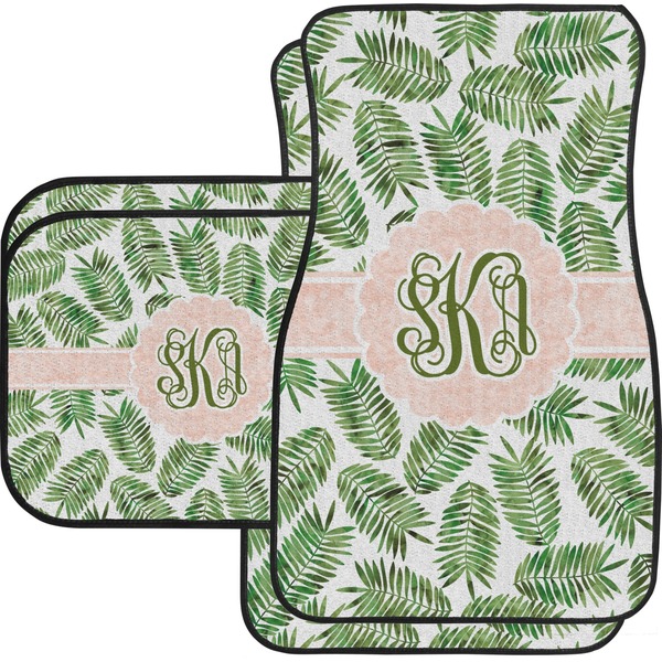 Custom Tropical Leaves Car Floor Mats Set - 2 Front & 2 Back (Personalized)