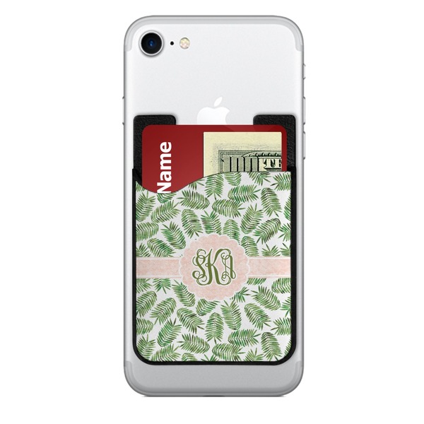 Custom Tropical Leaves 2-in-1 Cell Phone Credit Card Holder & Screen Cleaner (Personalized)