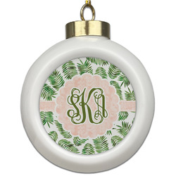 Tropical Leaves Ceramic Ball Ornament (Personalized)