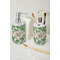 Tropical Leaves Ceramic Bathroom Accessories - LIFESTYLE (toothbrush holder & soap dispenser)