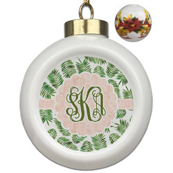 Tropical Leaves Ceramic Ball Ornaments - Poinsettia Garland (Personalized)