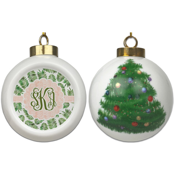 Tropical Leaves Ceramic Christmas Ornament - X-Mas Tree (APPROVAL)