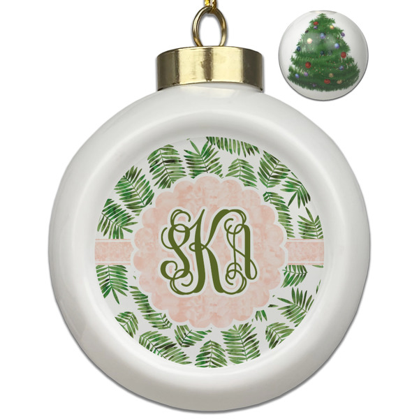Custom Tropical Leaves Ceramic Ball Ornament - Christmas Tree (Personalized)