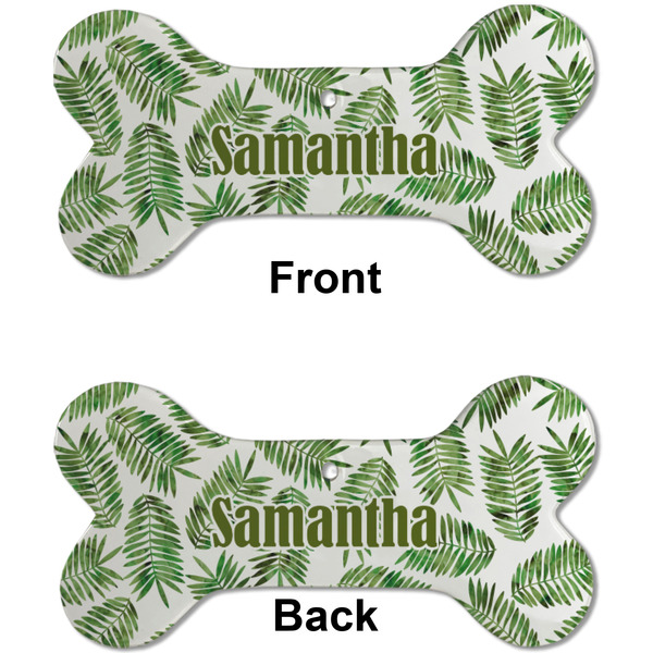 Tropical Leaves Ceramic Flat Ornament - Bone Front & Back (APPROVAL)