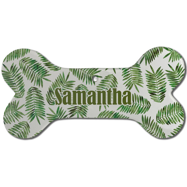 Tropical Leaves Ceramic Flat Ornament - Bone Front