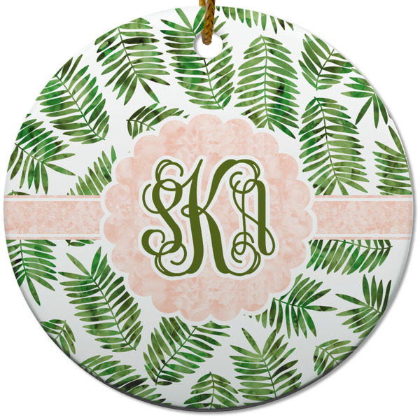 Tropical Leaves Ceramic Flat Ornament - Circle (Front)