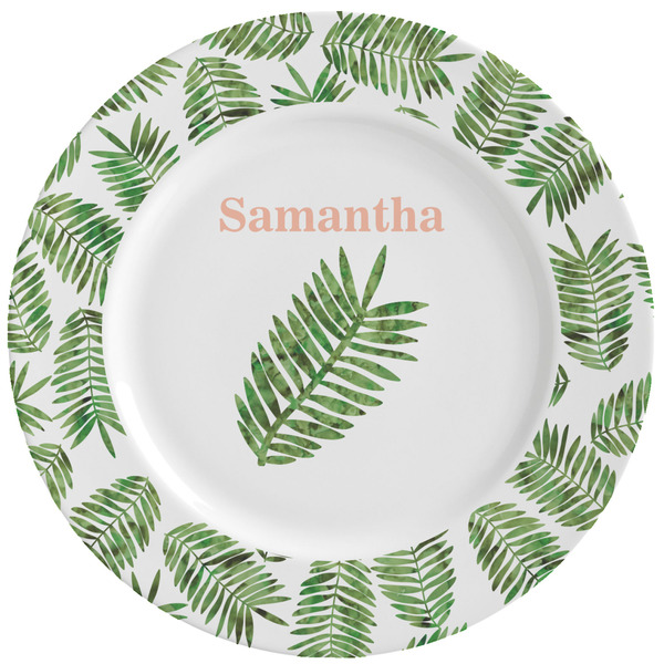 Custom Tropical Leaves Ceramic Dinner Plates (Set of 4) (Personalized)