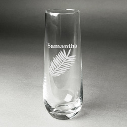 Tropical Leaves Champagne Flute - Stemless Engraved - Single (Personalized)