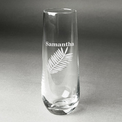 Tropical Leaves Champagne Flute - Stemless Engraved (Personalized)