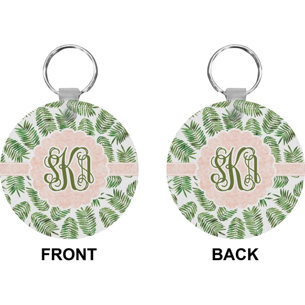Tropical Leaves Circle Keychain (Front + Back)