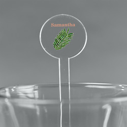 Tropical Leaves 7" Round Plastic Stir Sticks - Clear (Personalized)